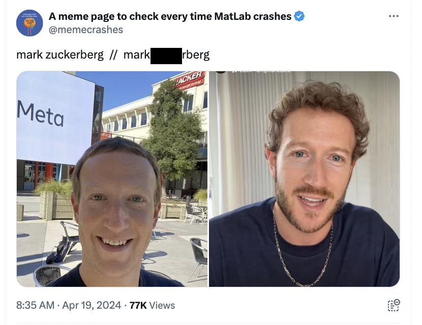 mark zuckerberg hello meta - A meme page to check every time MatLab crashes mark zuckerberg mark rberg Acker Meta 77K Views
